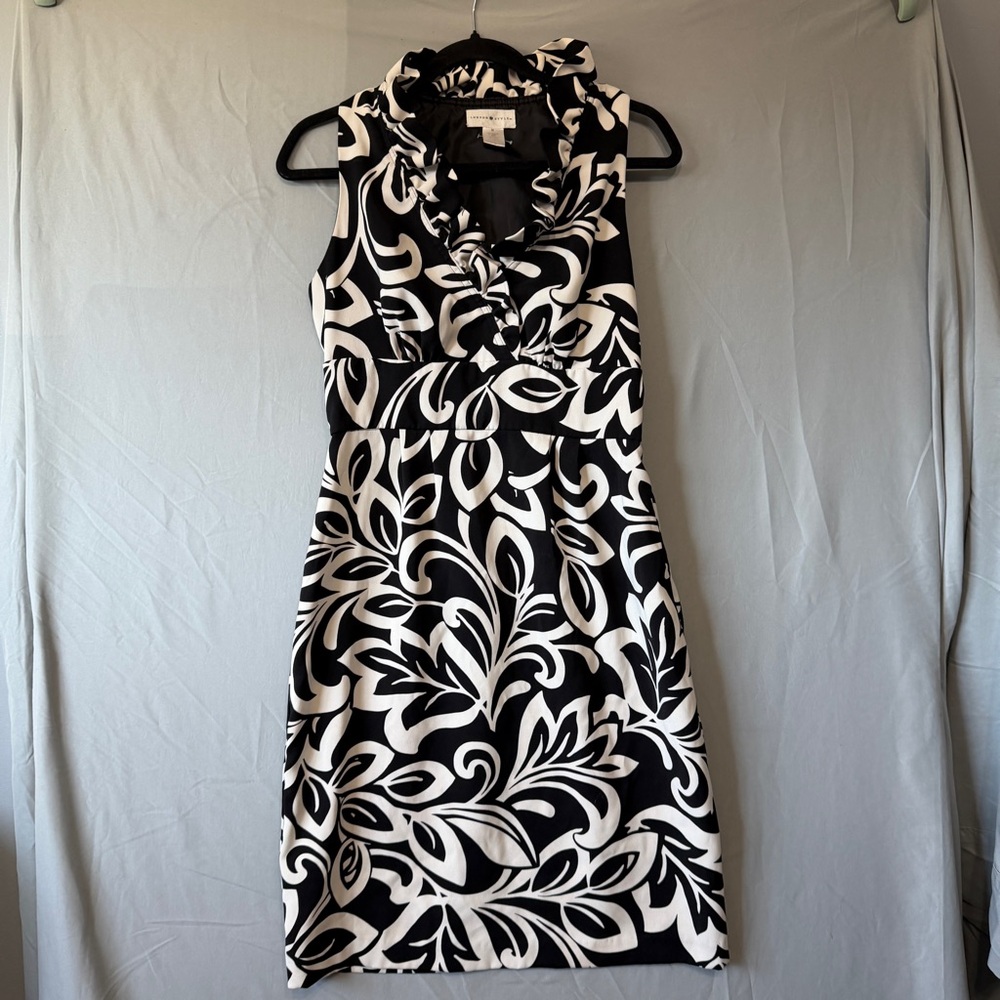 London Style Womens Babydoll Dress 10 Ruffles Black White Event Guest Formal